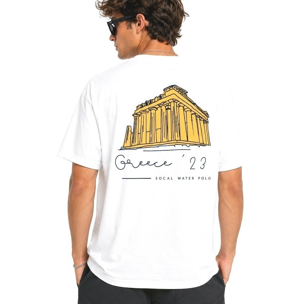 Next Level SoCal Water Polo Greece 2023 White Graphic T-Shirt | XL